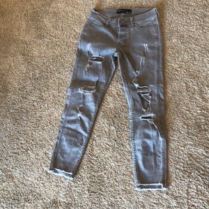 Grey hollister ultra low rise boyfriend jeans